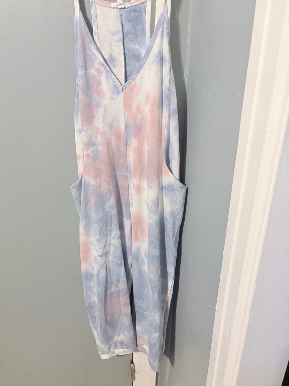Tie-Dye Sleeveless Jumpsuit in Pastel Blue & Pink